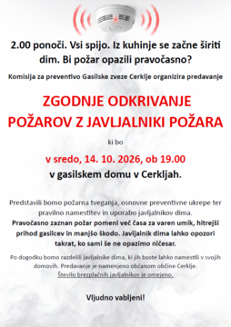 Varnost v domačem okolju - Zgodnje odkrivanje požarov za javljalniki požara